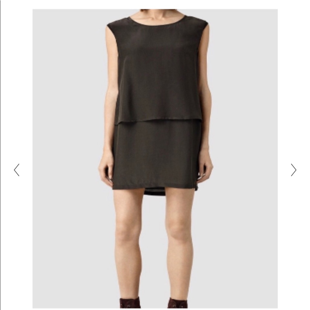 All saints Anya silk blend layer shift dress
